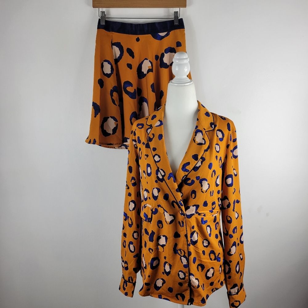 3.1 Phillip Lim Target Cheetah Print Blazer Skirt Set Matching Two Piece Set